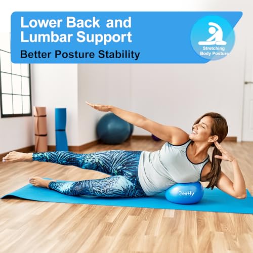 zeatly 9 Inch Mini Exercise Ball for Pilates, Yoga, and Core Training - Small Ball with Pump, Guide for Physical Therapy, Balance, Stability, and Stretching - Ideal for Workouts, Home Gym (blue)