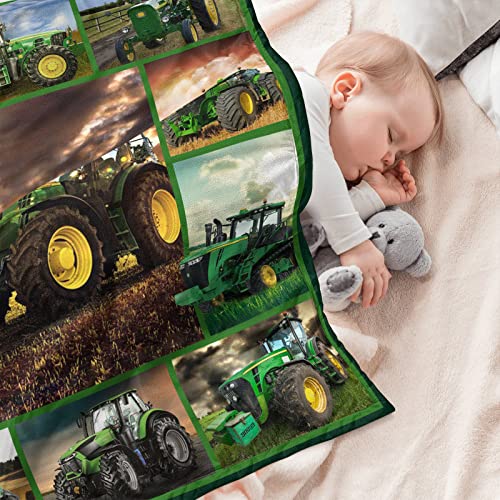 Aisde Green Tractor Blanket Boys Excavator Plush Throw Blanket Soft Fuzzy Flannel Tractor Blanket For Bed Couch Sofa Decor Blankets Trucks Car Lover Toddler Kids Blankets Gift 60"X50" #TOP3