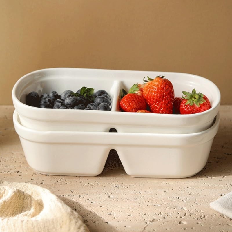 Ceramic Salad Bowl Living Room Fruit Household Compartmentalized Snack