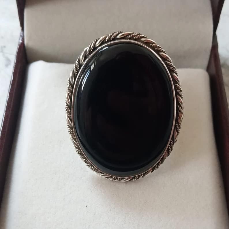 Black Onyx Gemstone 925 Sterling Silver Rings, Wedding Rings, Engagement Rings, Gemstone Rings, Statement Ring For Women, Victorian Style Ring, Handmade Boho Ring, Large Ring, Gift For Her