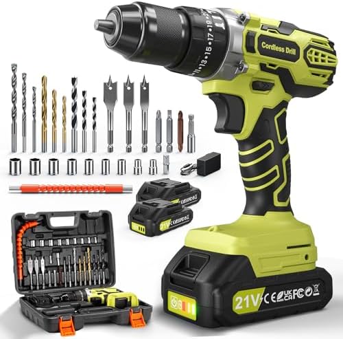 21V Perceuse Visseuse Sans Fil, 45Nm Perceuse Percussion Sans Fil, Visseuse Devisseuse ave...