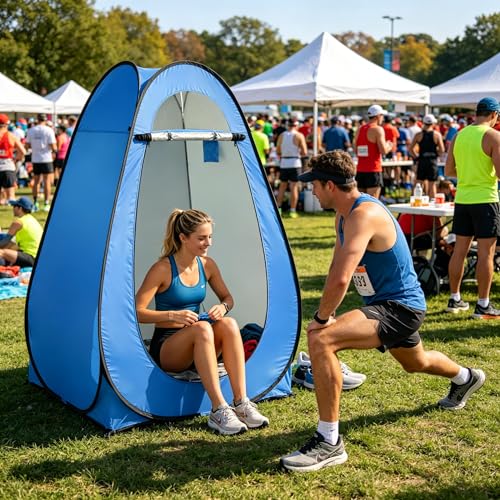 Pop Up Shower Tent, Tienda de ducha portátil y habitación de cambio privada - Camping y ducha al aire libre para playa con bolsa de transporte, fácil montaje, ventana de ventilación, 47.2" W, 74.8" H, Azul miniatura 6