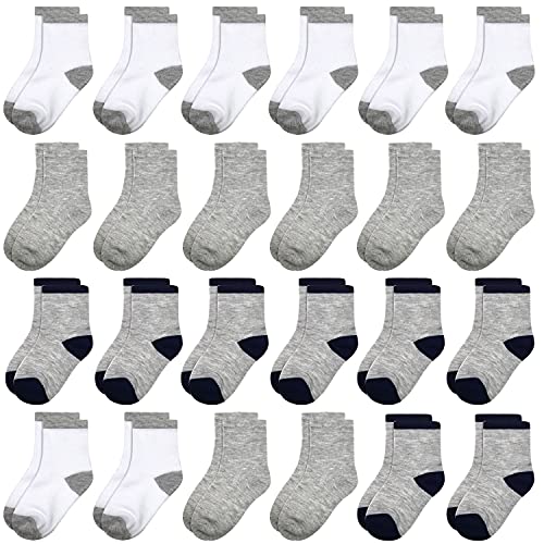 Calcetines de algodón suave para bebé, 24 pares (2-6 años) para niños pequeños y niñas, Multicolor, 2-4 años Cover