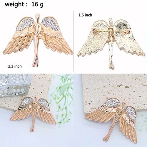Image of Crystal Angel Wings Brooch Pin Elegant Rhinestone Statement Brooches Fashion Corsage Suit Jewelry Accessories for Men Women Gift Gold Silver Plated