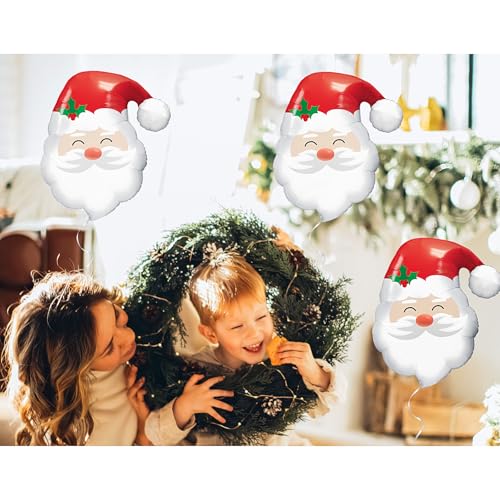 Image of Santa Claus Balloons - Christmas Foil Balloons for New Year Party Decoration, 3Pcs