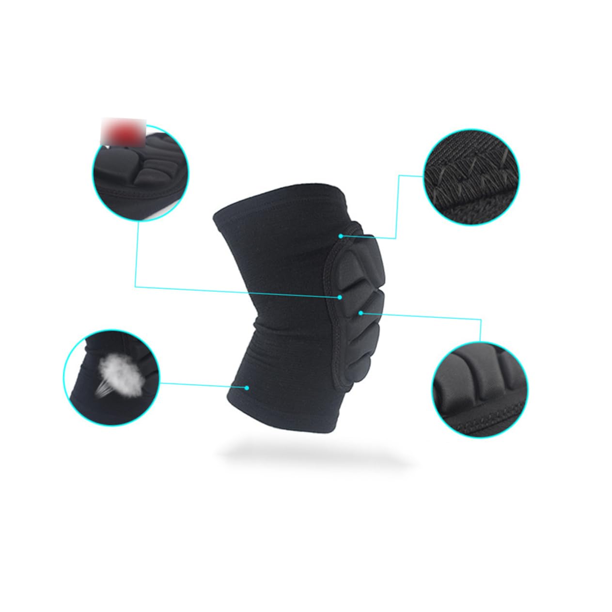 CALLARON 1Pair Thickened Sponge Soccer Knee Pads Collision Volleyball and Hip Protective Gear Breathable Basketball Knee Brace Black