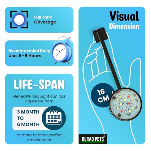 Image of BURAQ N6 Multicolor Aquarium LED Light 2.5W | WRGB Spectrum | 3 Lighting Modes | 360 Flexible Arm | Clip-On Lamp for Nano Fish Tanks & Bowls
