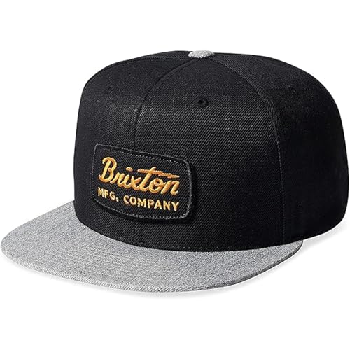 Brixton Jolt Snapback Hat Flat Bill Baseball Cap Black/Heather Grey
