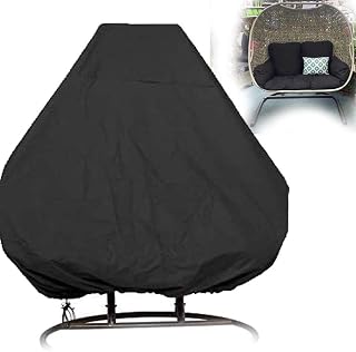Egg Chair Cover Double Patio Hanging Egg Chair Cover Double 420D Waterproof Swing Chair Cover Veranda Patio Garden Furniture Cover with Drawstring Black(No Chair)