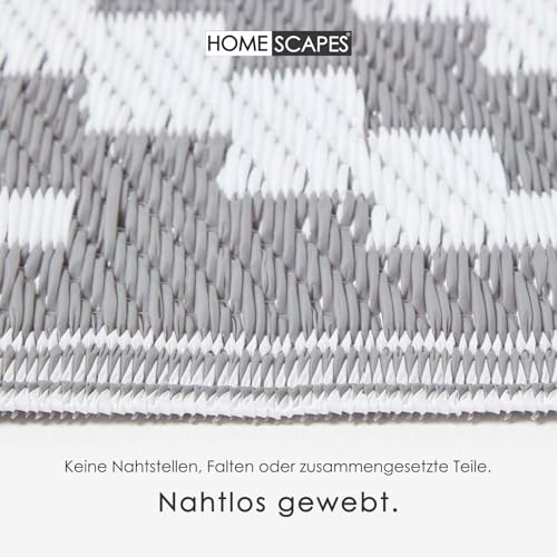 Homescapes Outdoor Teppich wetterfest – Zoe Gartenteppich aus recyceltem Polypropylen, beidseitig verwendbar, grau Gemustert, für Balkon, Terrasse, Garten, Camping & Indoor, 120x180 cm