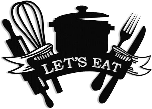 Miniatura 5 de XORT Letrero de metal para cocina, arte de pared de cocina de metal, letrero de "Let's Eat" para el hogar, cocina, comedor, sala de estar,