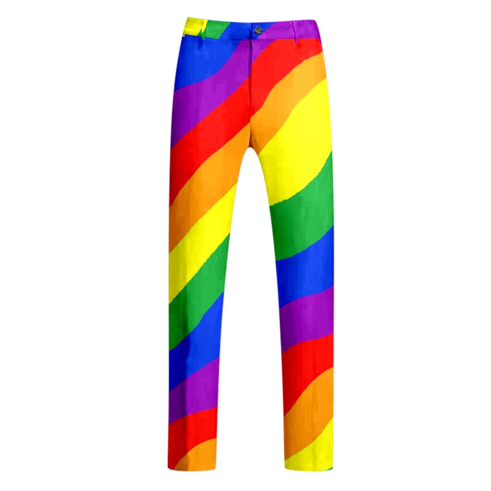 Generisch Traje de arco iris para hombre, traje de 2 piezas, corte ajustado, traje formal para hombre para hombre, blazer pantalones, conjunto completo, cómodo, traje de ocio, elástico, elegante