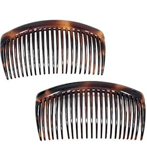 Camila Paris AD66/2 French Side Comb Large Curved Tortoiseshell Hair Combs for Women Fine Hair, 4 Inch Strong Hold Hair Comb for Women Bun Chignon Up-Do Styling Girls Hair Accessories, Made in France