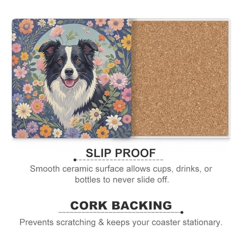 Dessous de verre moderne pour table basse avec motif Border Collie