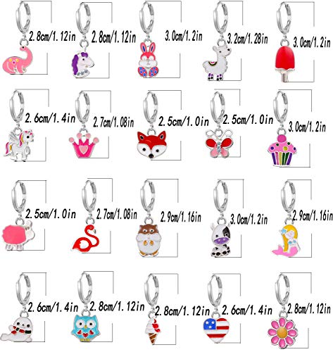 20 Pairs Small Hoop Earrings For Girls Sensitive Ears - Hypoallergenic Hoop Dangle Earrings For Kids - Buterfly Dangle Earrings For Teen Girls - Small Dangle Earrings Charm Hoop Earrings For Teens #TOP5
