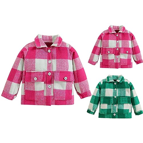 Boys Girls Shirt Coat Jacket Plaid Long Sleeve Turn Down Collar Button Tops Outwear for Toddler Girl Fall Clothes4