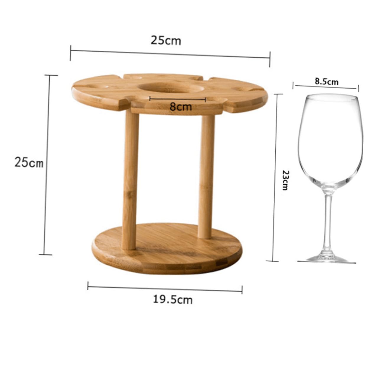 FUNOMOCYA 6Holes Elegant Solid Goblet Rack Upside Down Wine Glass Holder for Stemware Glasses Space Saving Natural Wine Glass Drying Rack for Kitchen Countertop Decor