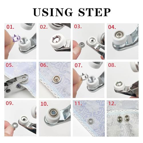 NXTOV 11mm/800PCS Metal Snaps Buttons with Fastener Pliers, Heavy Duty Press Tool Kit Perfect for DIY Crafts Clothes, Snap Button Fasteners Kit for Clothing Sewing (800PCS/200SET-SLIVER) - Thumbnail 2
