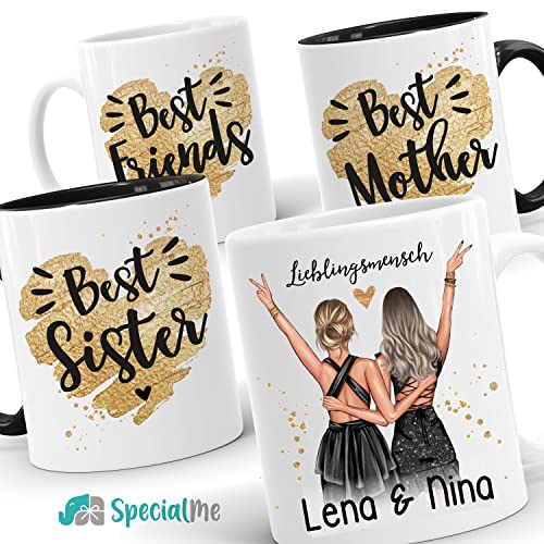 SpecialMe® Tasse beste Freundin Geschenk Geburtstag Weihnachten persönlich personalisiert Freundschaft Best Friends Weiss-innen-blau… – Ansicht 6