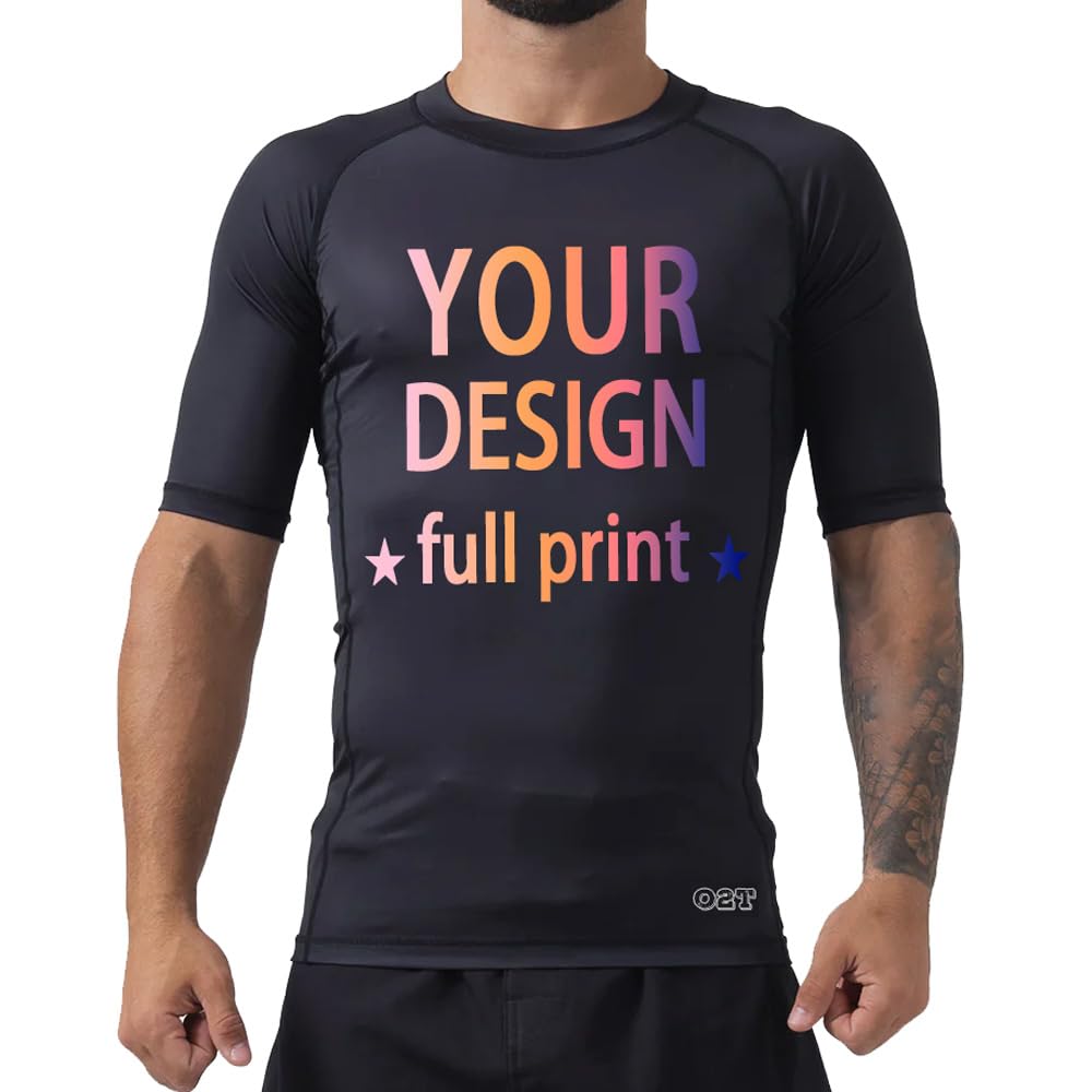 O2TEE Custom BJJ Rash Guards Personalized No Gi Tight Grappling Base Layer