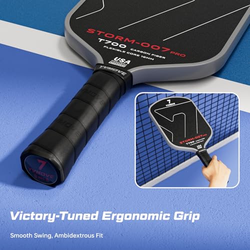 Image of USAPA Approved 6-Layer Construction T700 Carbon Fiber Pickleball Paddle, 16mm Thermoformed Pickleball Racket with High Spin & Extended Grip, Professional Pickleball Paddle for Control and Power