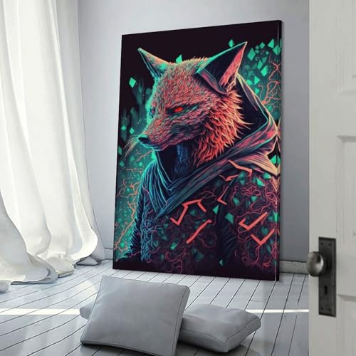 Toile Fox Neon3 POLIUAWS de 30x45 cm pour la décoration murale de chambre