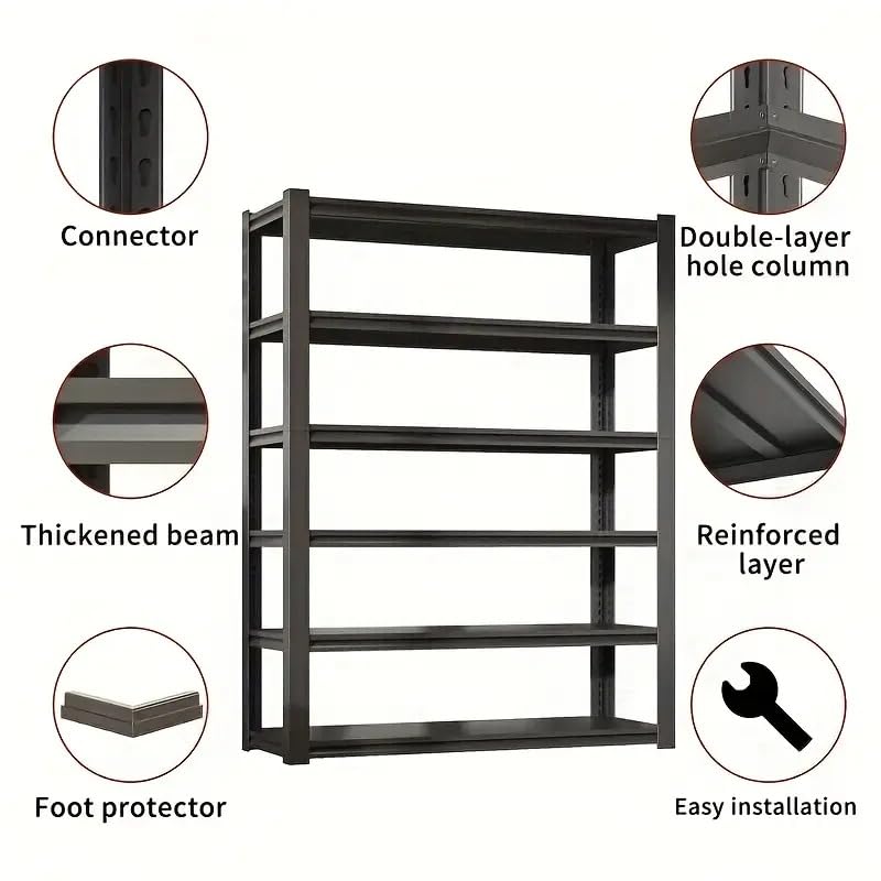 Image of Garage Shelving Heavy Duty Storage Shelves 3000 LBS Adjustable Metal Shelving Uints and Storage for Garage,Warehouse,School,Commercial,Business, (LJ-3-6-T5)