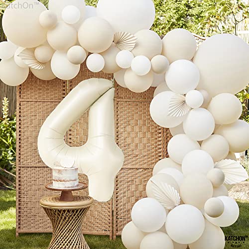 Image of KatchOn Cream White 4 Balloon Number 40 Inch, 4th Birthday Decor for Party | Number 4 Balloons for Birthdays, Creme Number 4 Balloon, 4 Year Old Balloon for 4th Birthday Party Supplies