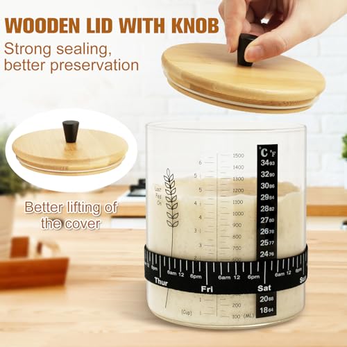 Image of 50oz Sourdough Starter Jar Kit, Wide Mouth Sourdough Container, Extra-Large Capacity Sourdough Jar for Sour Dough Bread, Sourdough Starter Kit(1Pack)