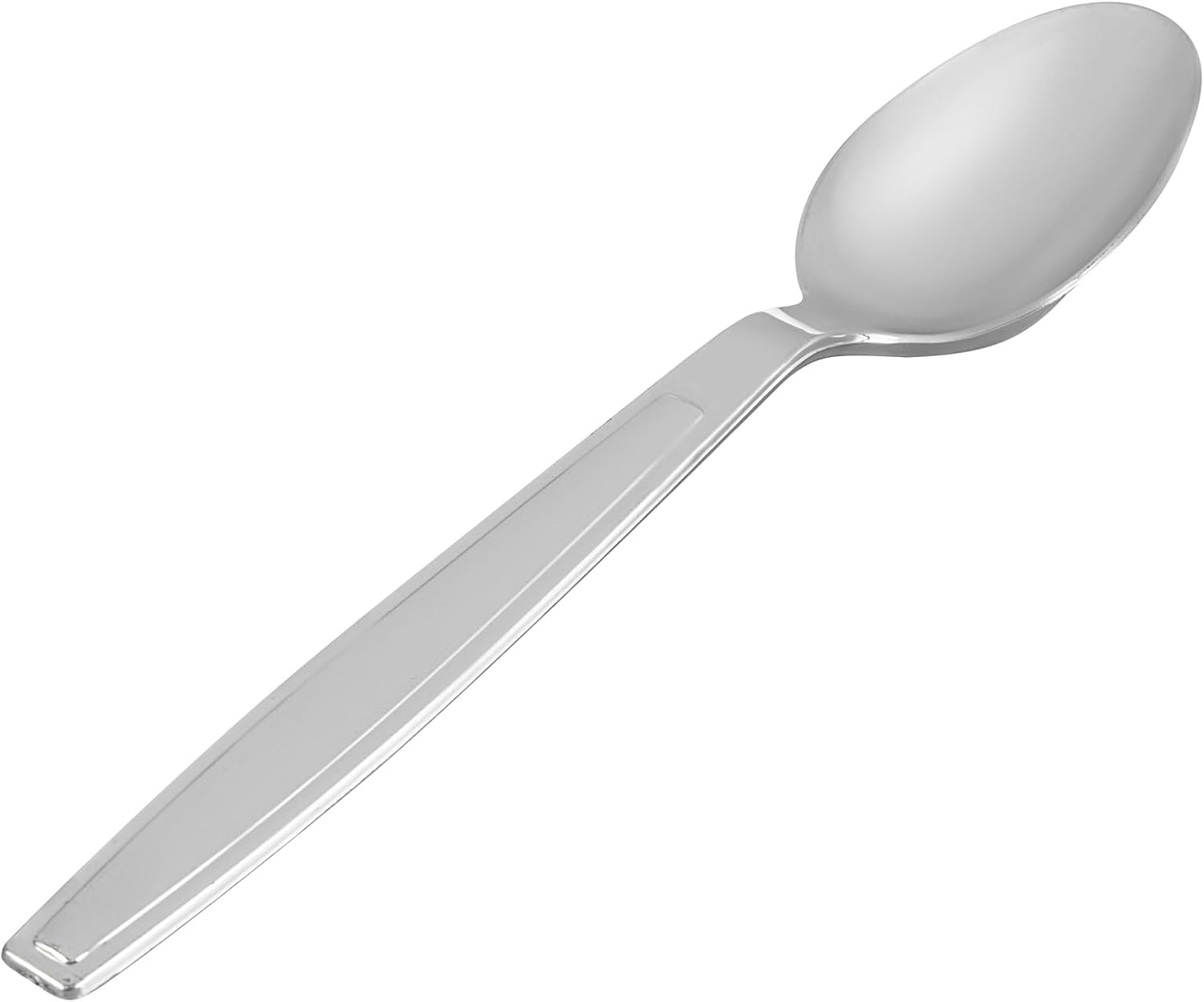 Restaurantware Argento 7 Inch Silver Plastic Spoons 250 Recyclable Plastic Silver Spoons - Crack-Resistant For All Types Of Meals Silver Plastic Disposable Silver Spoons