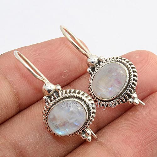 Solid 925 Sterling Silver Earrings For Women & Girls, Sterling Silver Moonstone Earrings Drop & Dangle Mothers Day Gift, Bridesmaid Gift, Handmade Jewelry #TOP1