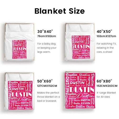 Name Blanket Personalized Name Blanket Customized Blanket with Name Text for Adult Kid Birthday Christmas Mothers Fathers Valentines Day Gift