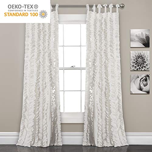 Lush Decor, White Sophia Ruffle Curtain | Textured Window Panel Set for Living, Dining Room, Bedroom (Pair), 84” x 40, 84" x 40" 16T002475 - Image 7