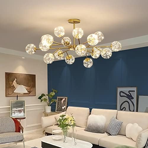 Miniatura 2 de ZHYH - Candelabro LED nórdico para sala de estar Gypsophila iluminación de globo de vidrio para vestíbulo tamaño  10 luces redondas