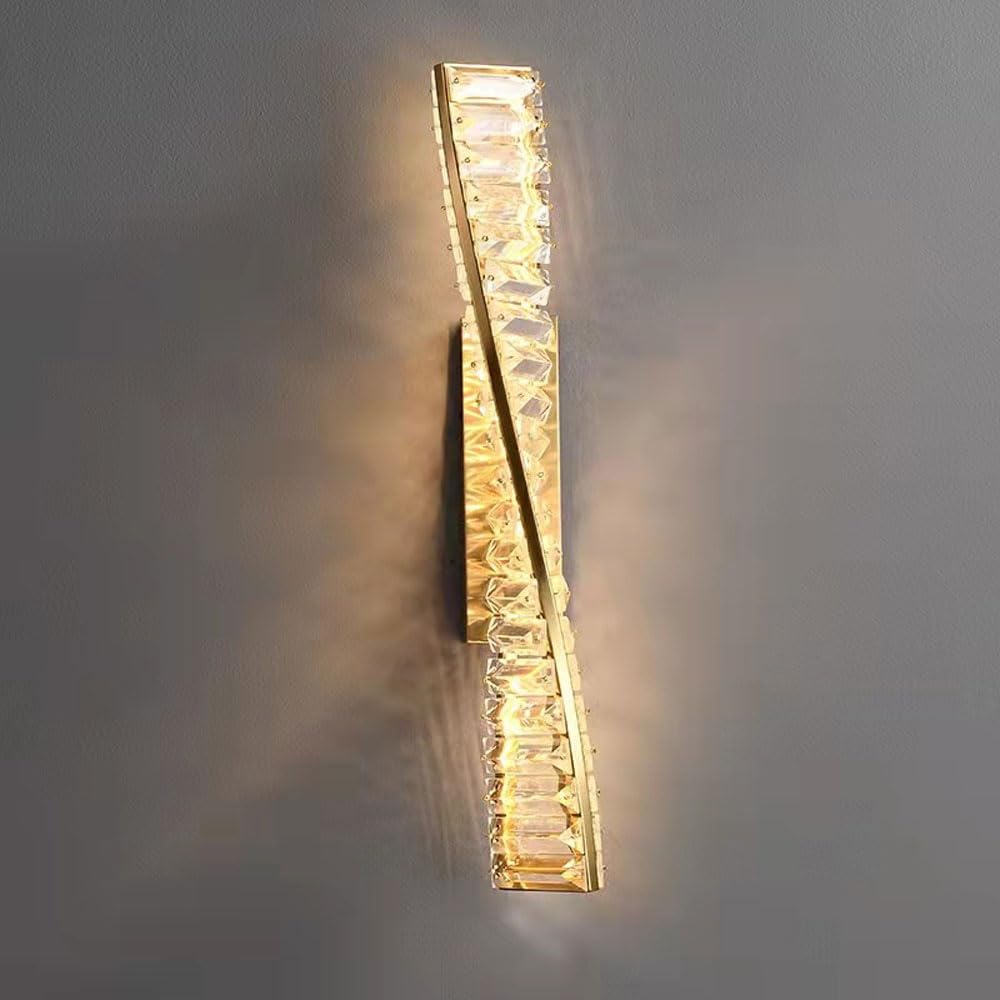 SXECAEPS LED d Wall Lamp Crystal Sconce Long Spiral Light Fixture, Postmodern Sconces Lighting Fixture Linear Mount Lights for Bedroom, Living Room, Stair