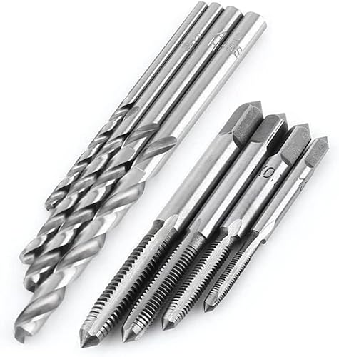 Miniatura 6 de Juego de llaves de grifo con mango en T con 5 piezas M3 M4 M5 M6 M8 juego de herramientas de roscado + 5 piezas de brocas giratorias