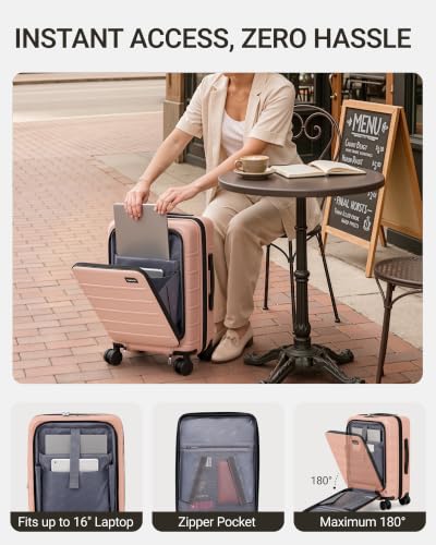 Image of TAKUMI Suitcases with Wheels, Expandable Carry on Luggage, 3 Piece Set | Luggage Sets, Front Pocket, Hardside, Lightweight, 360 Spinner Wheels, TSA Lock, Family Business Travel, Pink, 20 /24 /28
