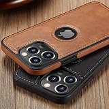 Sibada Skórzane etui na iPhone 15 Pro Etui na telefon komórkowy Logo Widoczne Skóra Premium Klasyczne Luksusowe Eleganckie Cienkie Etui na iPhone 15pro (2023) 16.1 cm - Brązowe