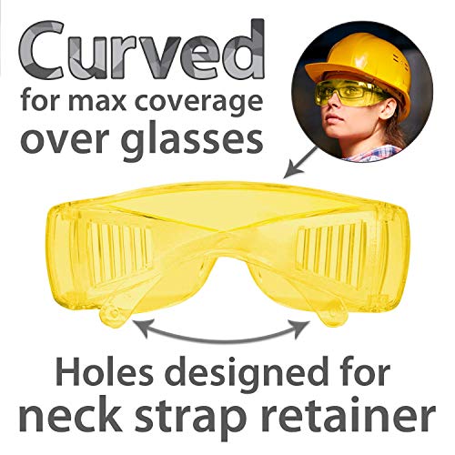 SAFE HANDLER Diamont Amber Vented Over Glasses Safety Glasses | Meets ANSI Z87.1, Impact Resistant Polycarbonate Lens (12 Pairs) by SAFE HANDLER - Image 4