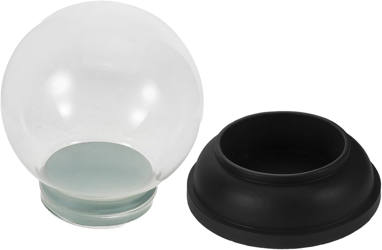 Clear Glass Fillable Snow Globe Kit with Black Resin Base DIY Craft Supplies for Holiday Decorations Wedding Centerpieces and Christmas Snow Globe Making