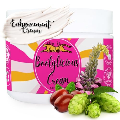 Viva La Cheetah Bootylicious Cream, Big Butt Enhancement Cream, Curvaceous and Voluptuous Booty, Reduce Appearance of Cellulite, Firmer, Fuller, and Rounder Glutes, Coconut Vanilla, 150ml
