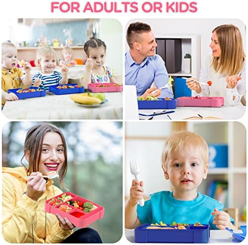 WayEee Bento Lunch Box 1330ml Lunch Box Kids Leak-Proof Lunch Box with Compartments for School, Work(Pink)
