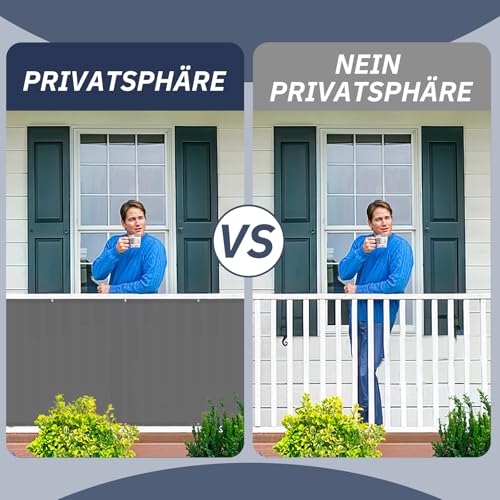 Image of HENG FENG Balcony Privacy Screen 75x600cm, PES 160g /m, Anthracite