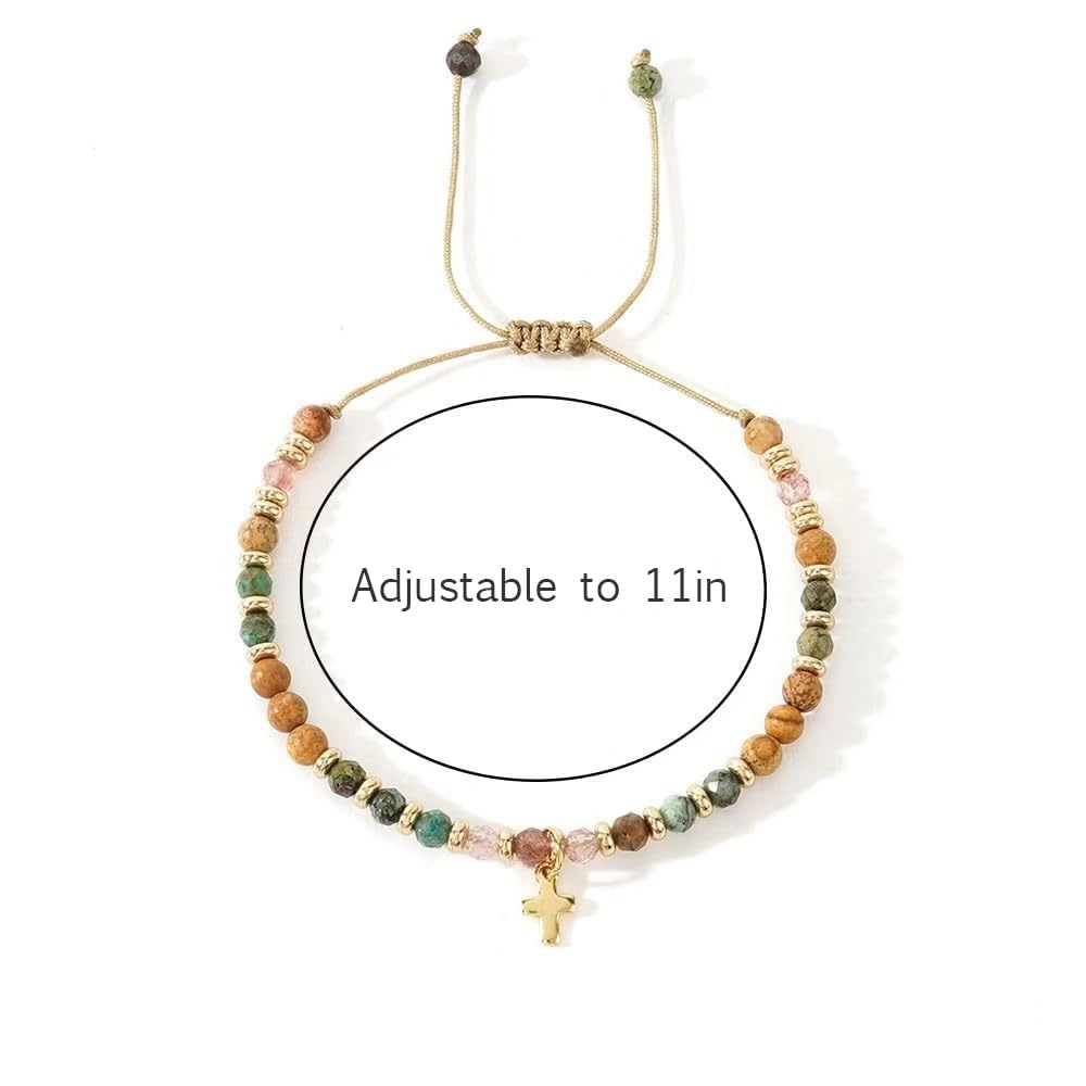 Pavolini Christian Gifts for Women, Cross Bracelet, Christian Gifts, Inspirational Gifts for Women, Natural Stone Beaded Bracelets, Religious Gifts for Woman