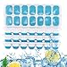 Bacs Glaçons Silicone, Lot de 4 Bacs à Glaçons en Silicone avec Couvercle, Bacs à Glaçons Carrés, DIY Moules à Glaçons, pour le Whisky, Cocktails, Boissons, Refroidisseur de Yaourt (Bleu)