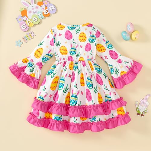 Little Girl Easter Dress Rabbit Outfit Flared Sleeve Ruffled Dresses 3-7 Years3