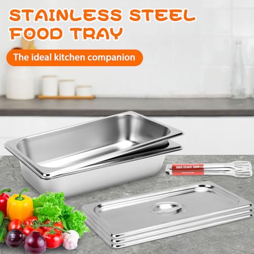 NZZVNZ 3 Set Panier-Set aus Edelstahl, Panier mit Deckel 32.5 * 17.5 * 6.5cm Schale zum Panieren Brotbackform Brottopf Lebensmittelboxen für Schnitzel Fleisch Fisch – Bild 7