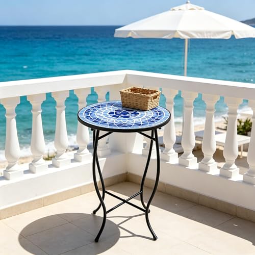 17" Tall Patio Side Table, 14 Inch Round Side Table, Weather Resistant Anti-Rust Metal Indoor Outdoor Side Table for Patio Yard Porch Balcony Bedside Garden by Xingfeng - Image 6
