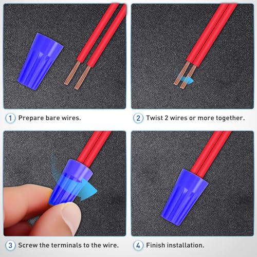 Image of Nilight 400PCS Blue Wire Connectors Kit 20-18 AWG Electric Wire Caps Insulating Insert Twist Electrical Wire Terminal with Spring for Connect Electrical Wiring Automotive Car Truck Boats Marine