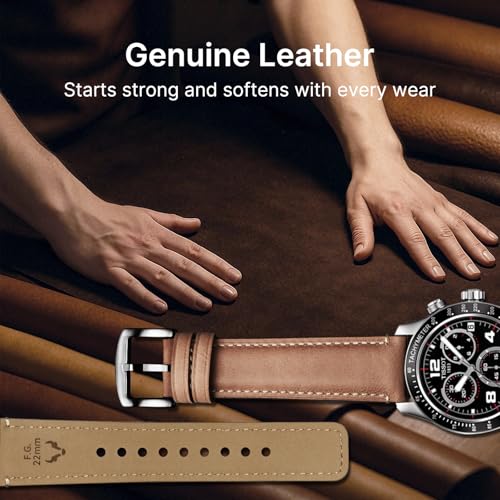 Image of Fullmosa Quick Release Premium Leather Watch Strap | 24 /22 /21 /20 /19 /18mm,Burnished Leather Watch Band Compatible with Samsung Amazfit Fossil Replacement Belt for Men and Women